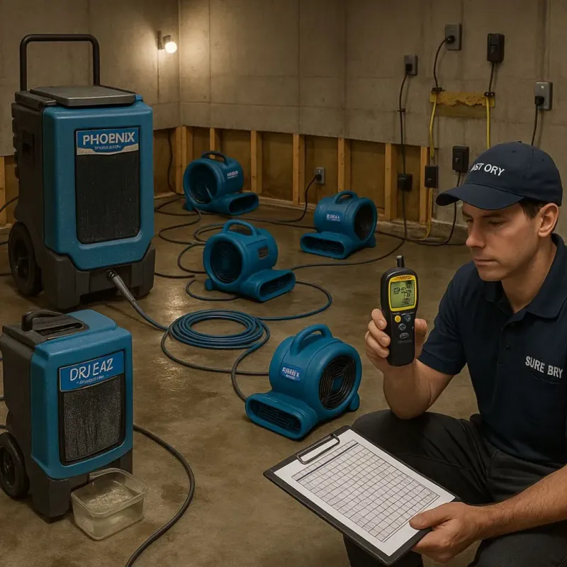 Structural Drying and Dehumidification process in Forest Oaks, NC